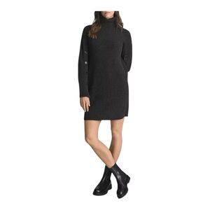 Reiss Maggie Button Sleeve Knitted Dress in Charcoal Gray Size M